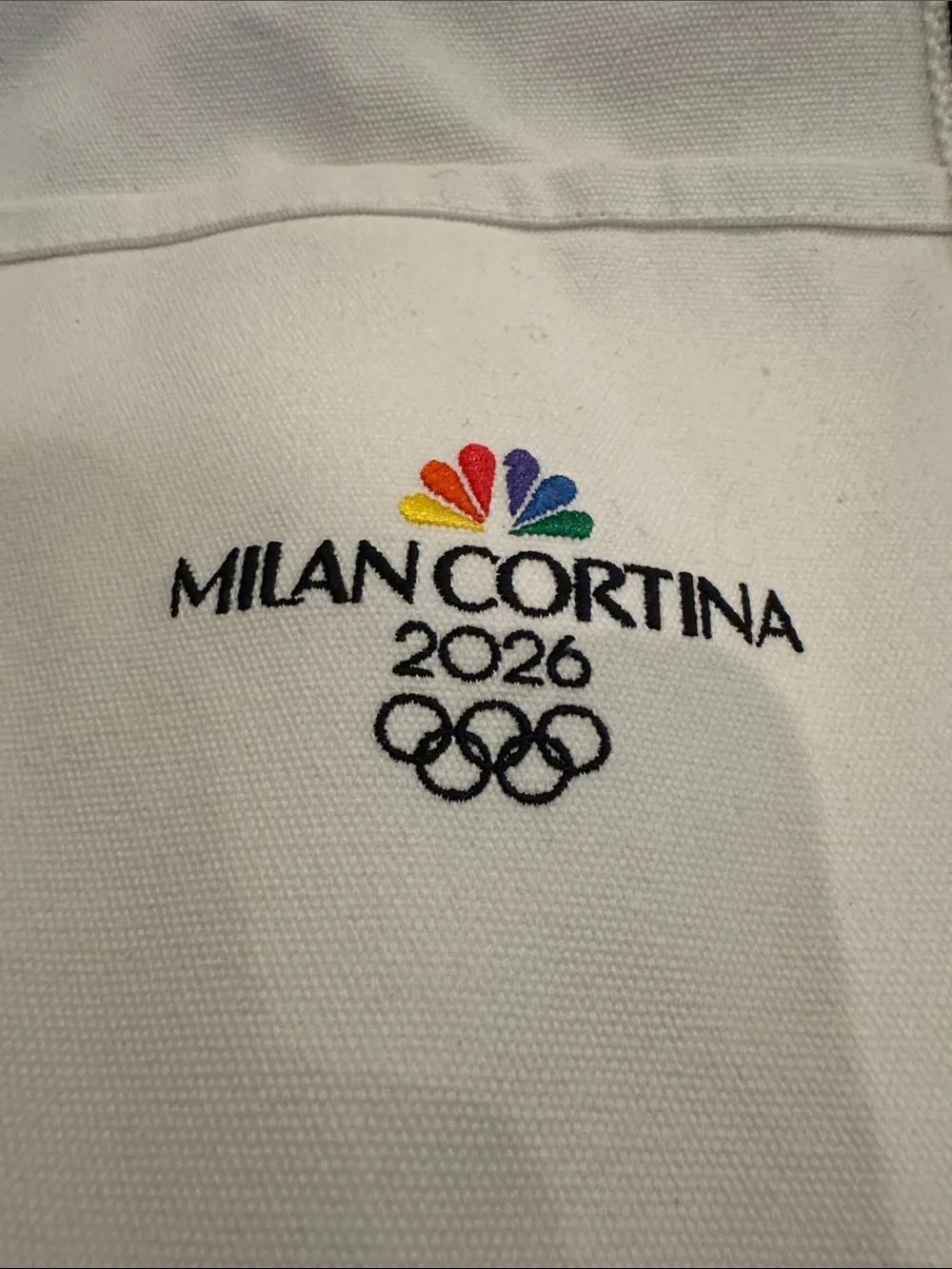 Milano Cortina 2026 Olympic White & Navy Canvas Tote Bag